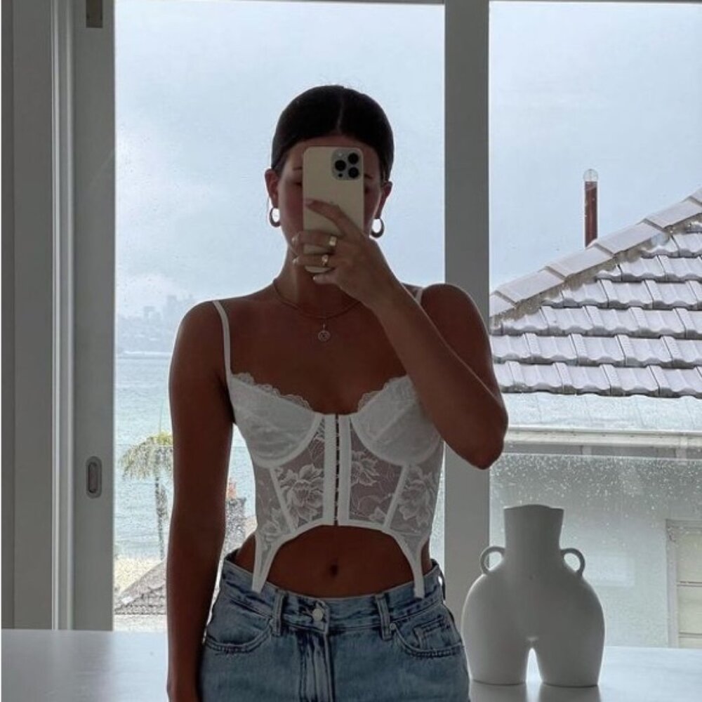 Glassons White Lace Corset Top